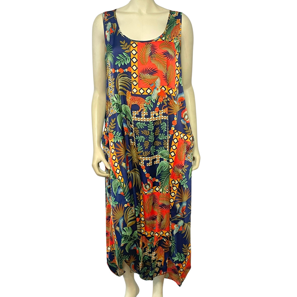 Attitudes by Renee Sz M Global Illusions Draped Jumpsuit Jungle Boho Flowy New